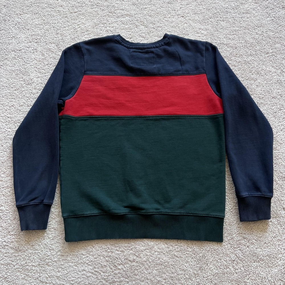 Superdry Sweatshirt Mens XL Navy Red Green Fleece Crewneck Sport Logo Colorblock - Picture 2 of 16